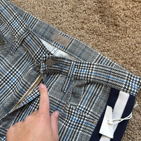 NWT Mother Insider Ankle Plaid Striped Happy People Read and Drink Coffee Pants - Picture 3 of 11